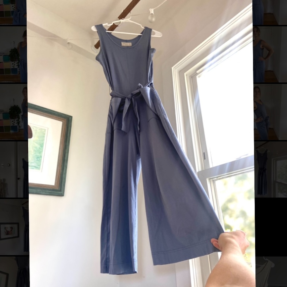 Everlane Wide Leg Cotton Jumpsuit in Periwinkle Blue
